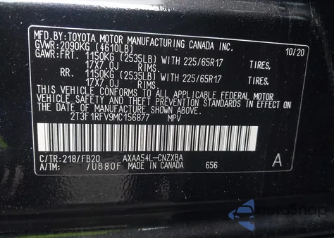 2021 Toyota Rav4 Le from USA, damaged, VIN 2T3F1RFV9MC156877